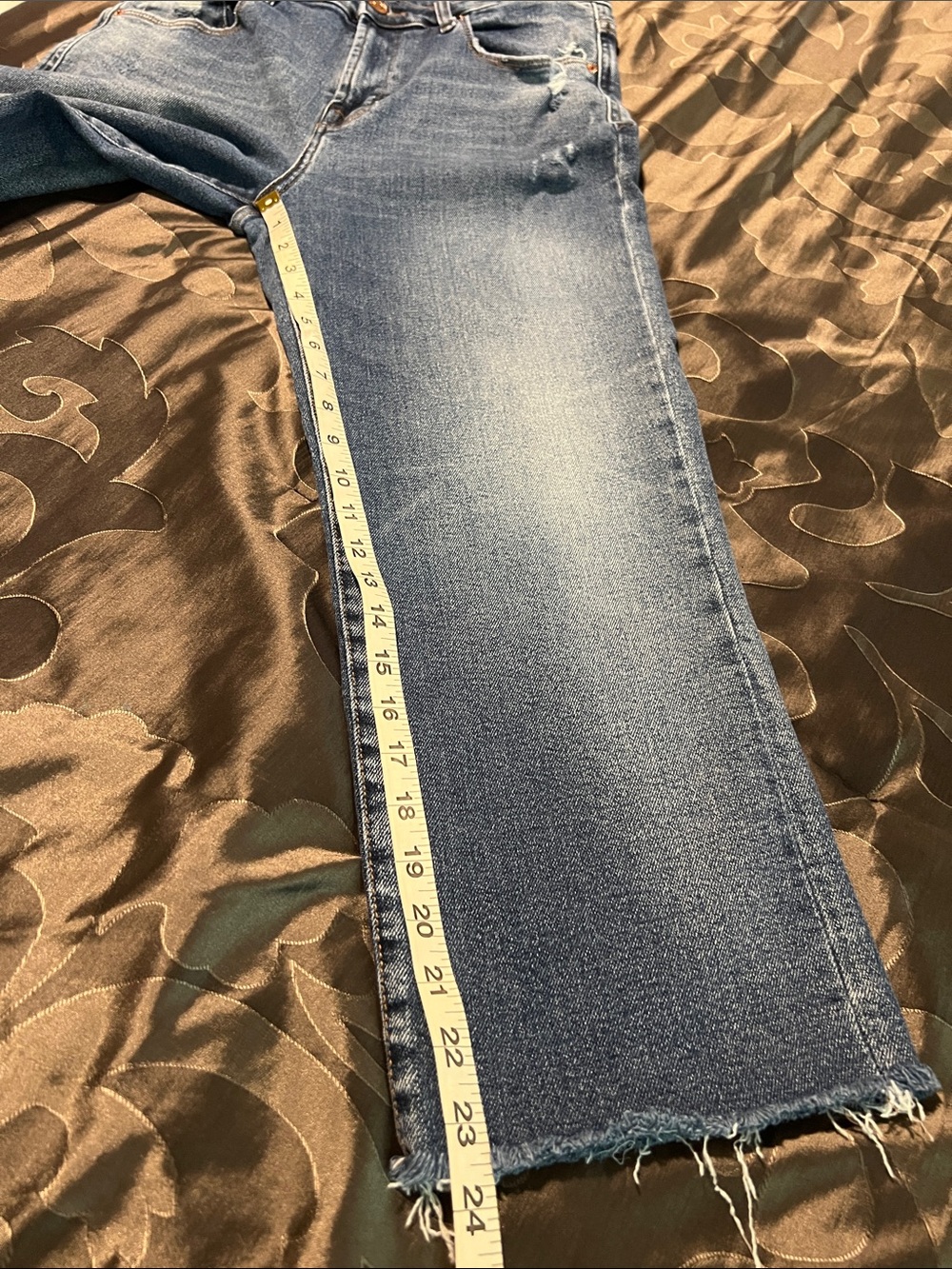 Kensie Allie High Rise Slim Straight Ankle Crop Med. Blue Distressed Jeans 12/31 - Picture 9 of 13